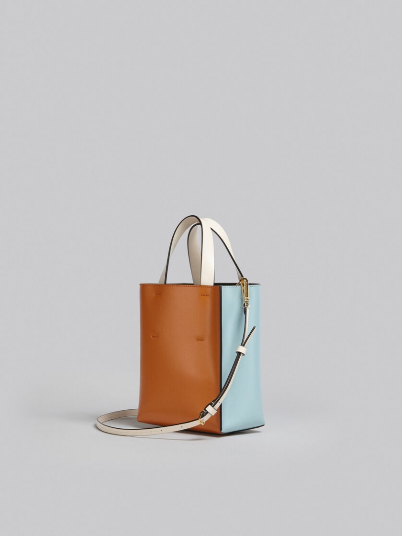 Marni Museo Mini Bag δερματινα ανοιχτο μπλε πορτοκαλι ασπρα | YGRGT33097