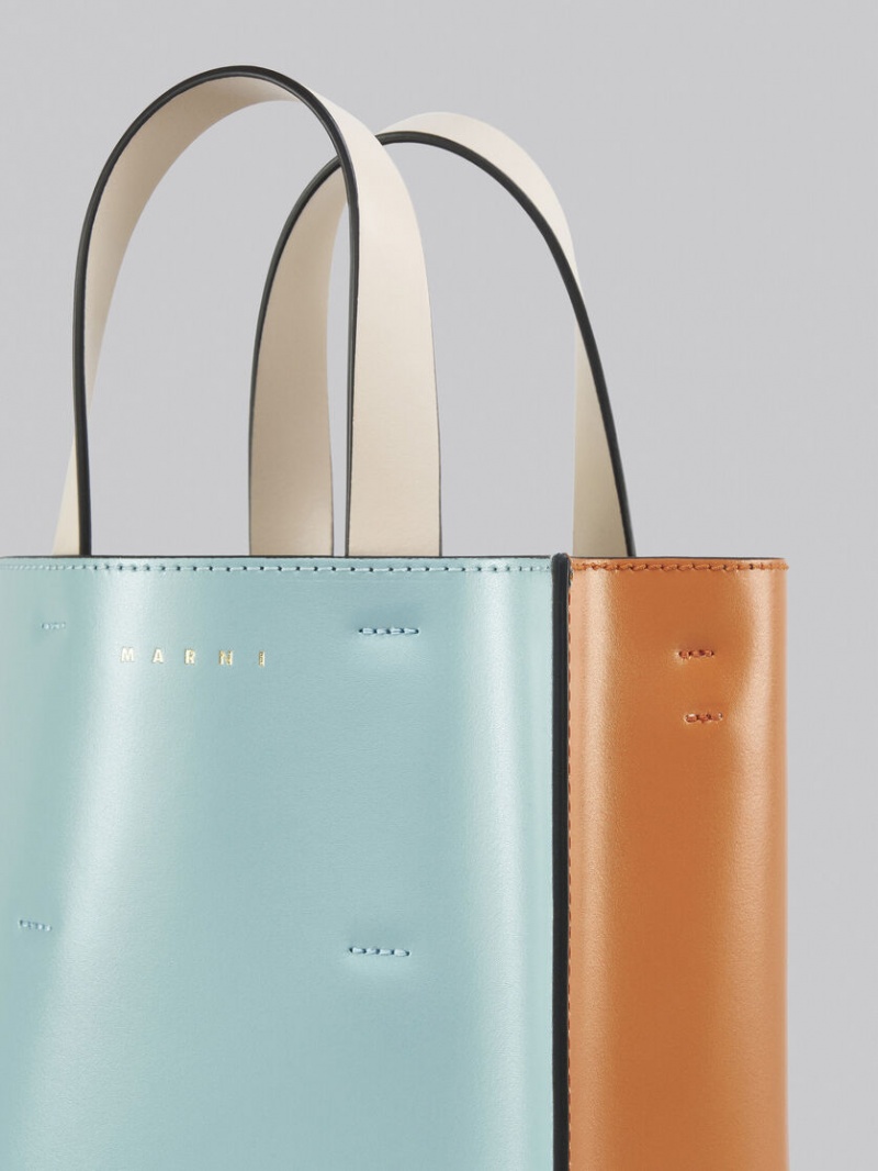 Marni Museo Mini Bag δερματινα ανοιχτο μπλε πορτοκαλι ασπρα | YGRGT33097