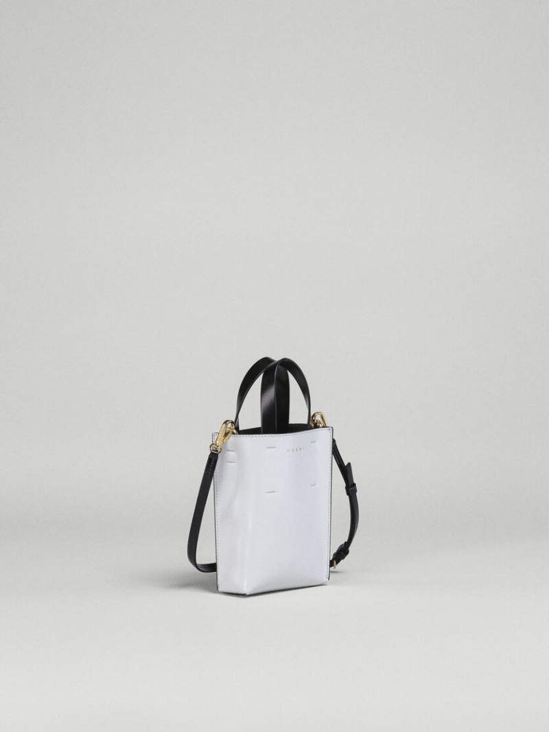 Marni Museo Nano Bag δερματινα ασπρα μαυρα | GRZDE14210