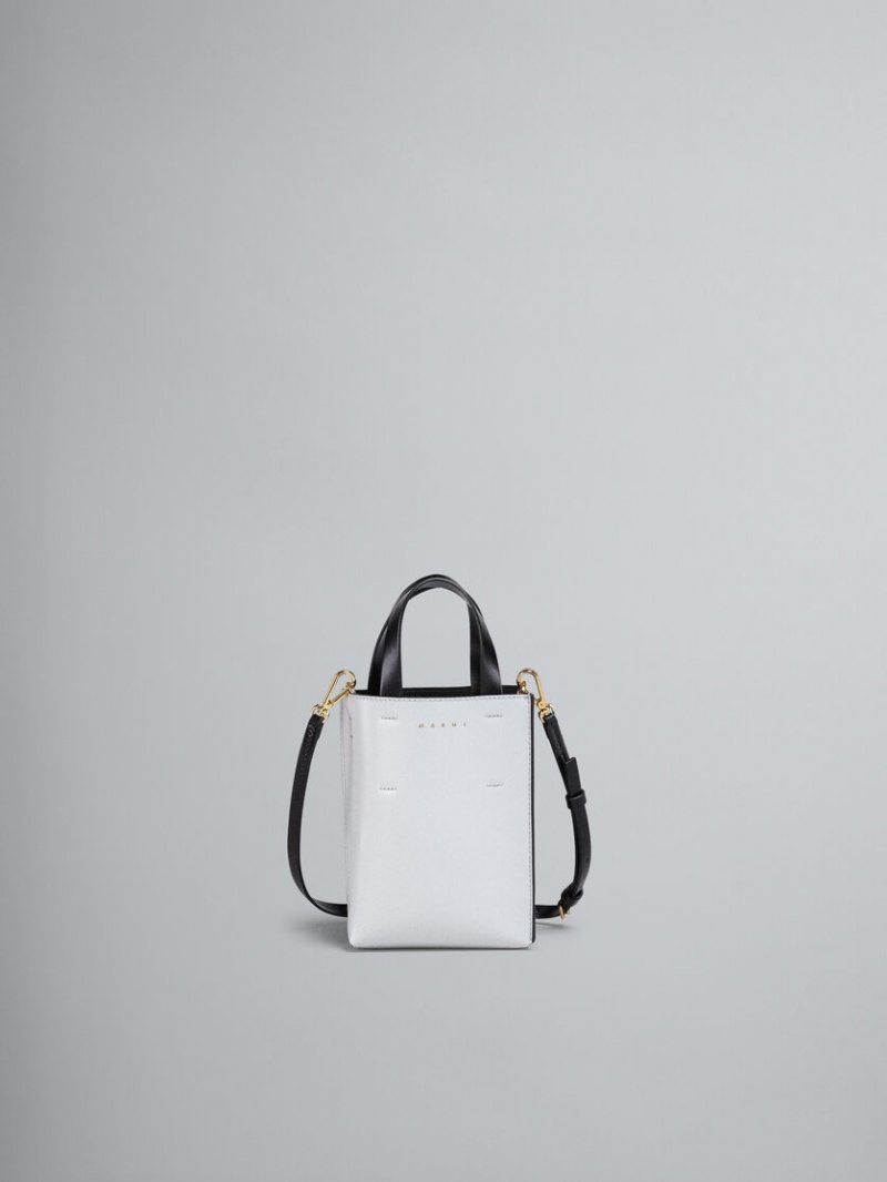 Marni Museo Nano Bag δερματινα ασπρα μαυρα | GRZDE14210