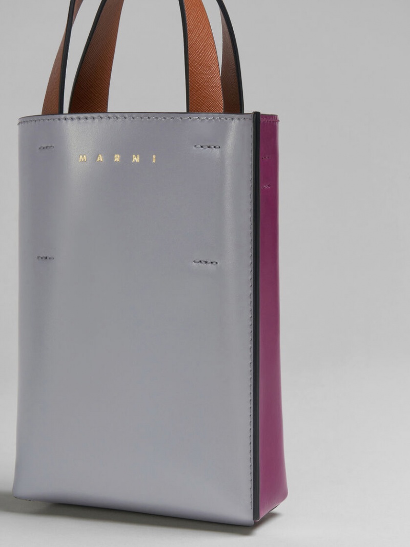 Marni Museo Nano Bag δερματινα γκρι μωβ | PGRER39342