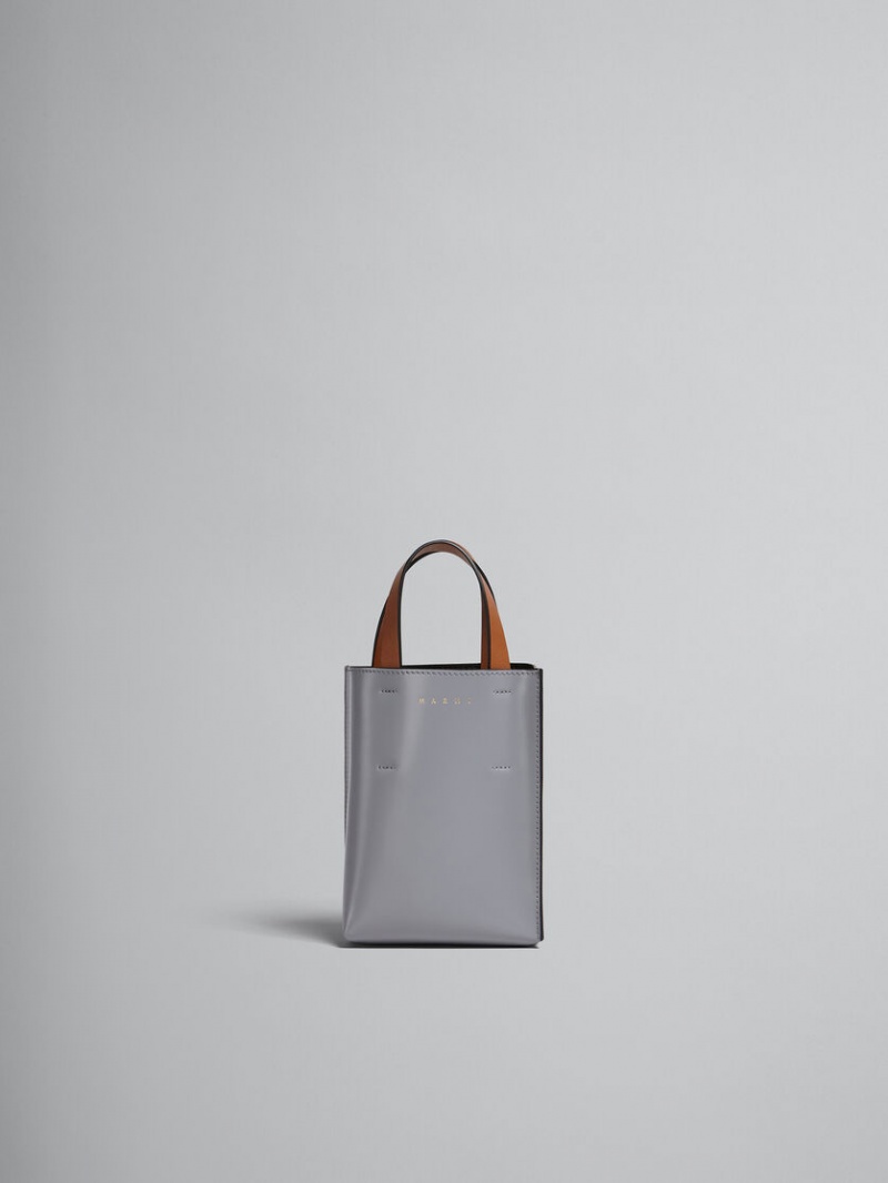 Marni Museo Nano Bag δερματινα γκρι μωβ | PGRER39342