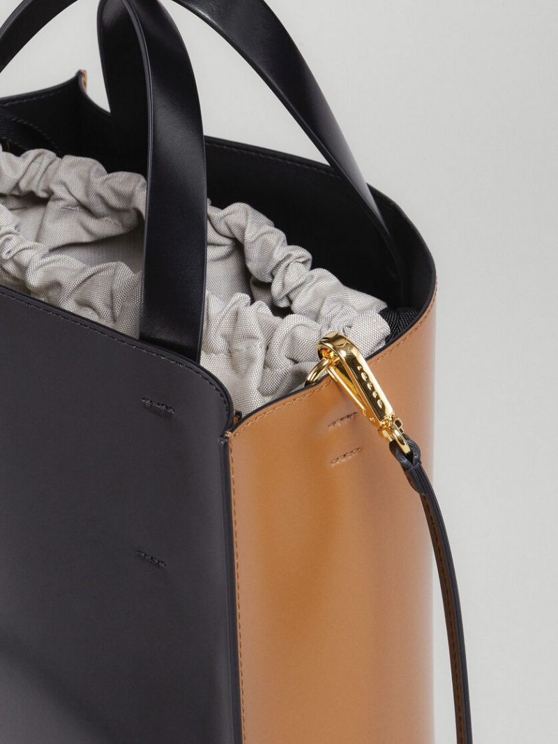 Marni Museo Small Bag δερματινα καφε μαυρα | GGREC29717