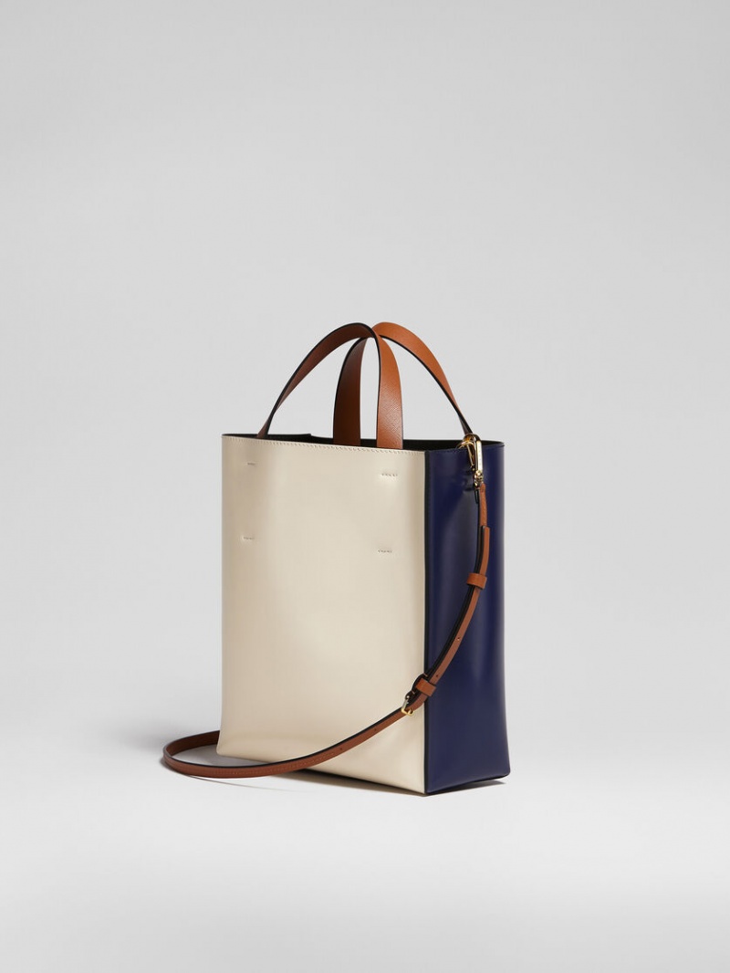 Marni Museo Small Bag δερματινα μπλε ασπρα | GRNZX37327
