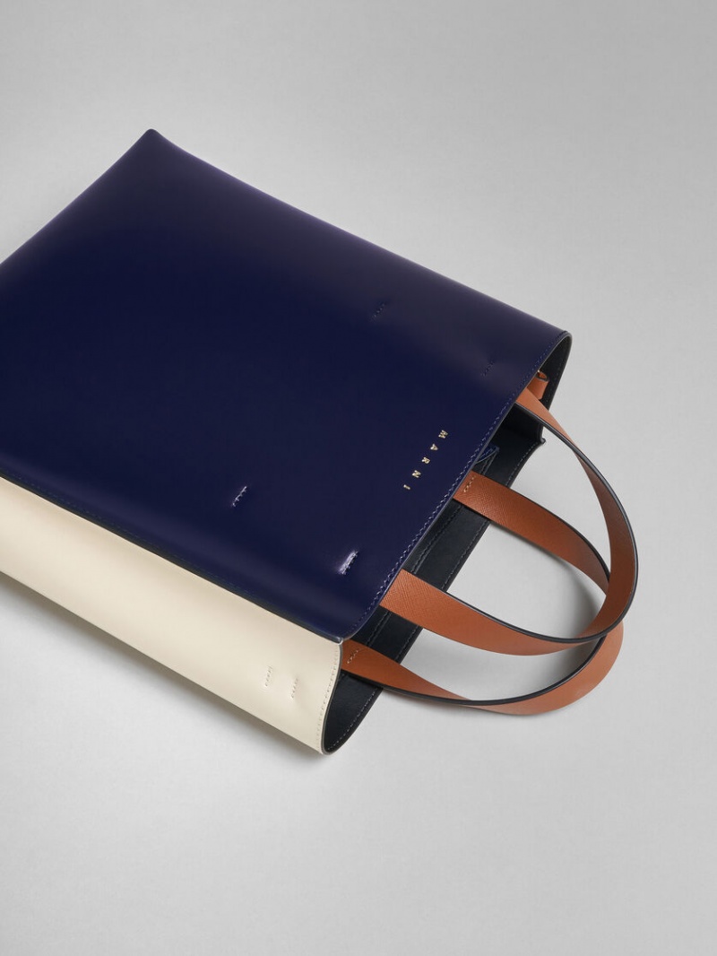 Marni Museo Small Bag δερματινα μπλε ασπρα | GRNZX37327