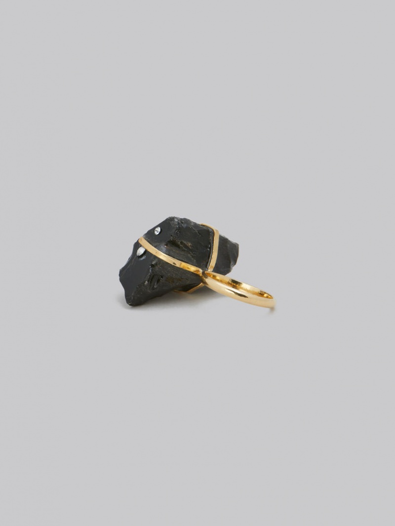 Marni Obsidian Ring With Rhinestone Polka Dots μαυρα οψιάνος | GRJBT63364