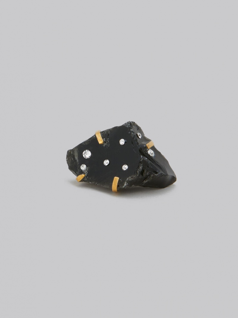 Marni Obsidian Ring With Rhinestone Polka Dots μαυρα οψιάνος | GRJBT63364