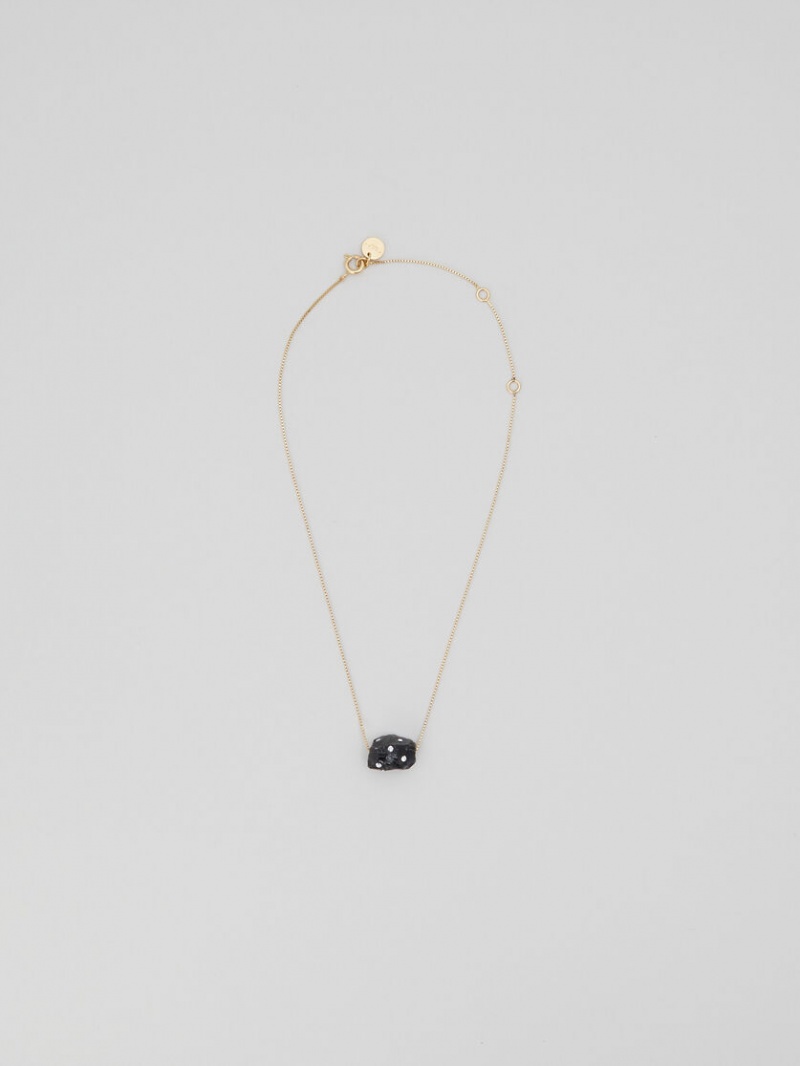 Marni Obsidian Single-stone Necklace With Rhinestone Polka Dots μαυρα οψιάνος γκρι | GREGJ17887
