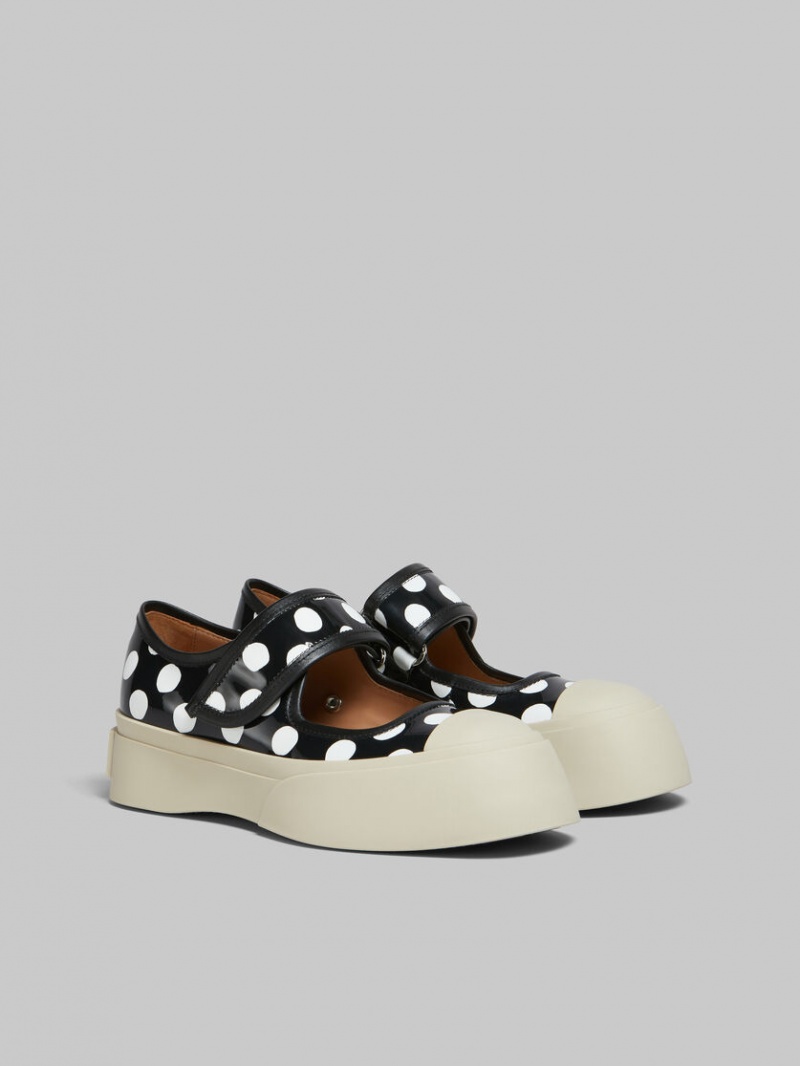 Marni Polka-dot λουστρινι δερματινα Pablo Mary Jane Sneaker μαυρα ασπρα | GRIIZ94576