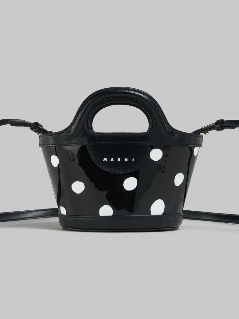 Marni Polka-dot λουστρινι δερματινα Tropicalia Micro Bag μαυρα ασπρα | GRCVG73006