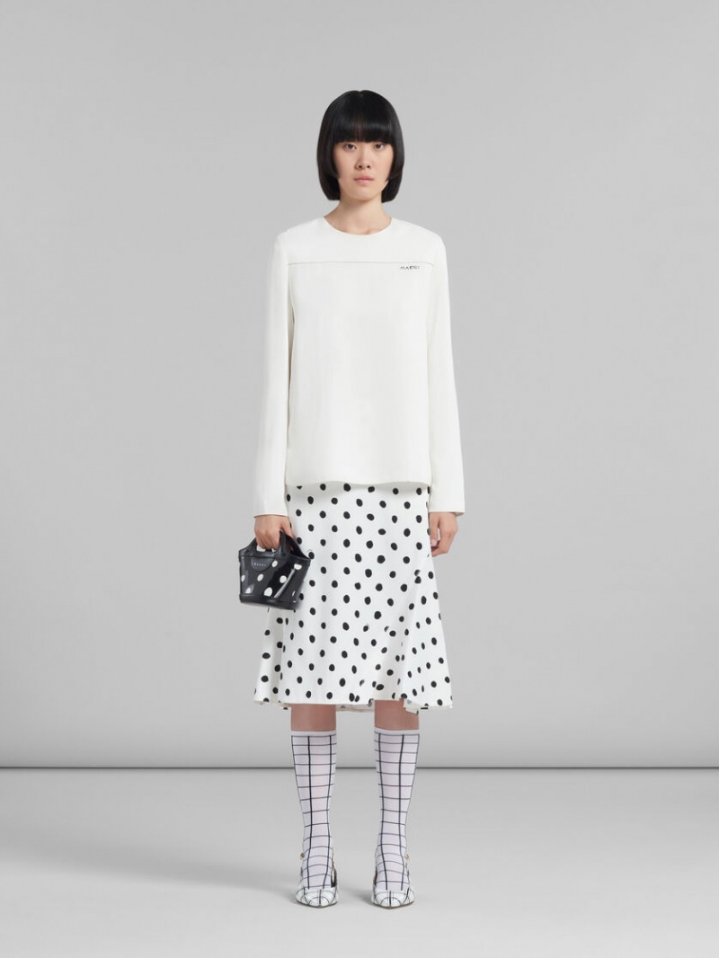 Marni Polka-dot λουστρινι δερματινα Tropicalia Micro Bag μαυρα ασπρα | GRDYB29063