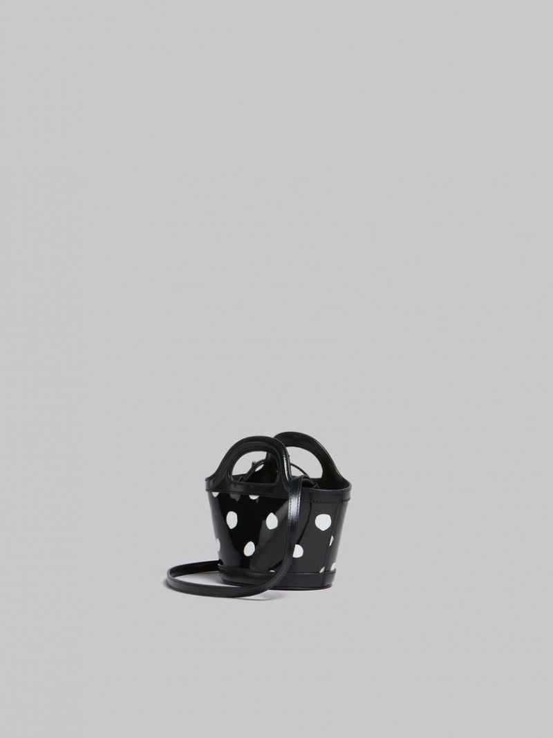 Marni Polka-dot λουστρινι δερματινα Tropicalia Micro Bag μαυρα ασπρα | GRDYB29063