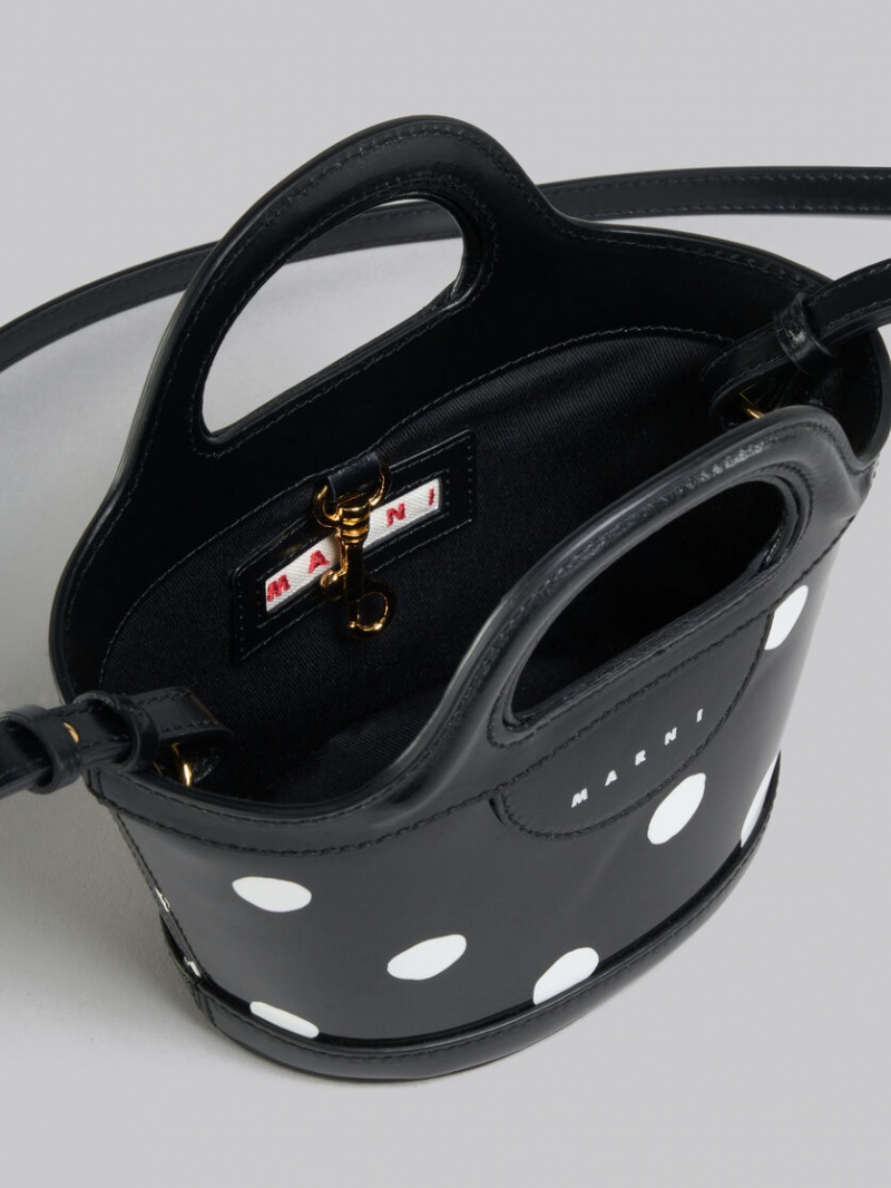 Marni Polka-dot λουστρινι δερματινα Tropicalia Micro Bag μαυρα ασπρα | GRDYB29063