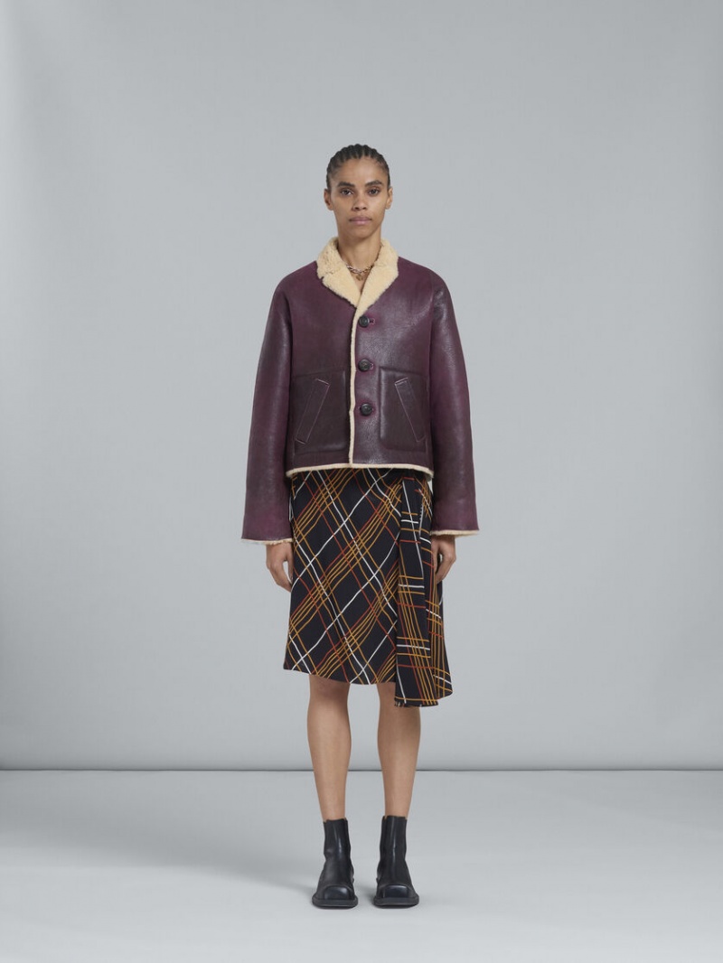 Marni Reversible Burgundy Shearling Jacket μπορντο | GRCIF46602