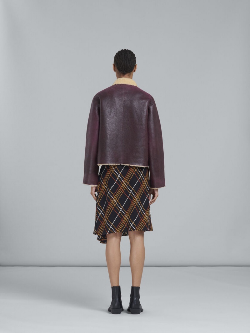 Marni Reversible Burgundy Shearling Jacket μπορντο | GRCIF46602