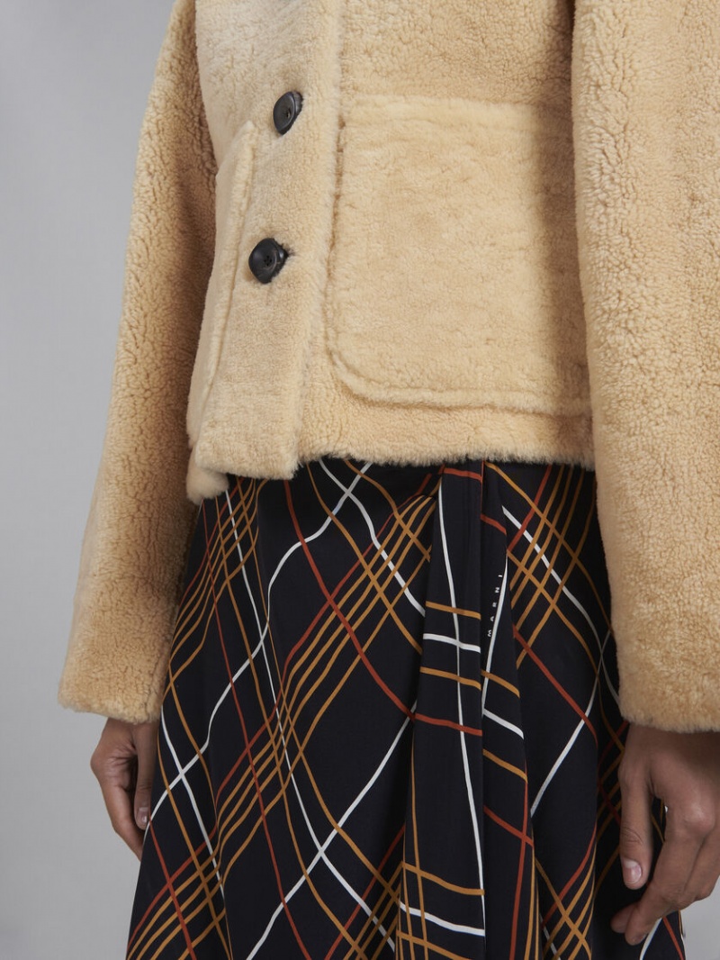 Marni Reversible Burgundy Shearling Jacket μπορντο | GRCIF46602