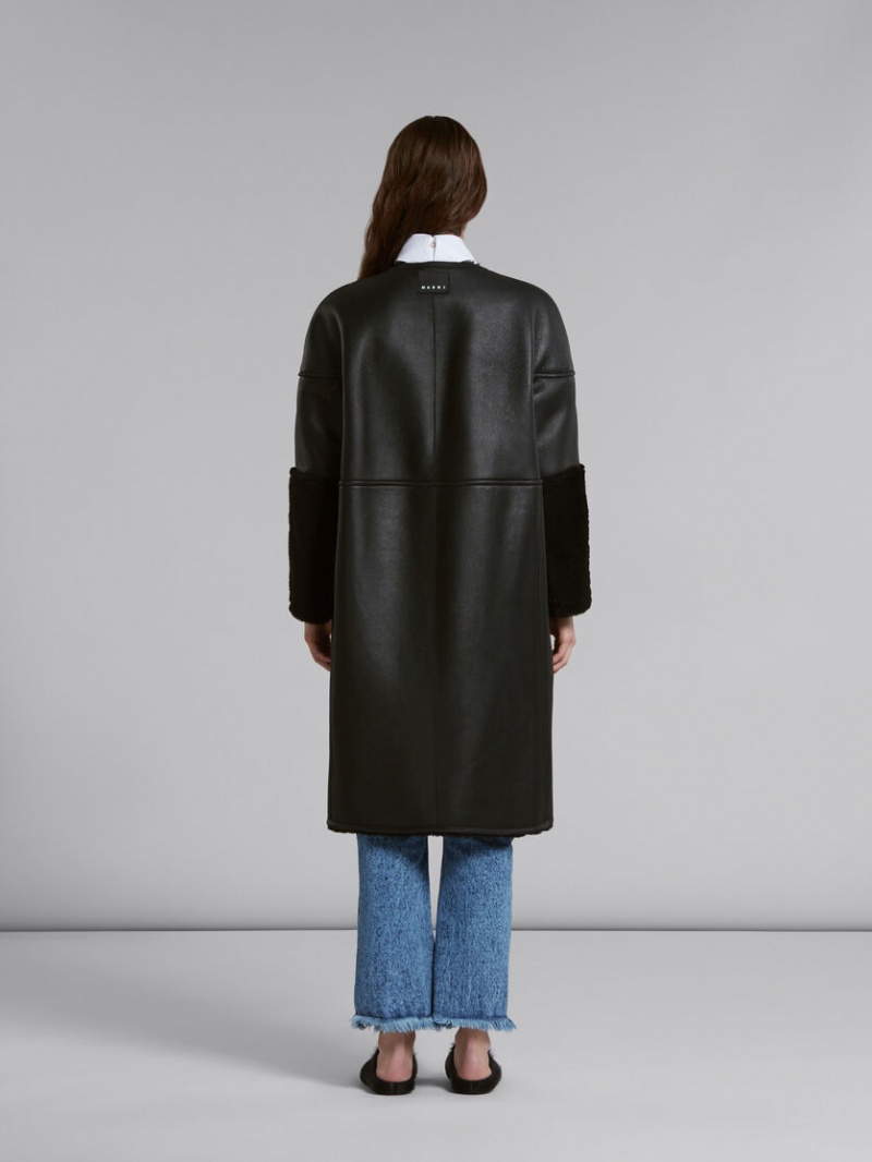Marni Reversible Shearling Coat μαυρα | ZGRMJ98034