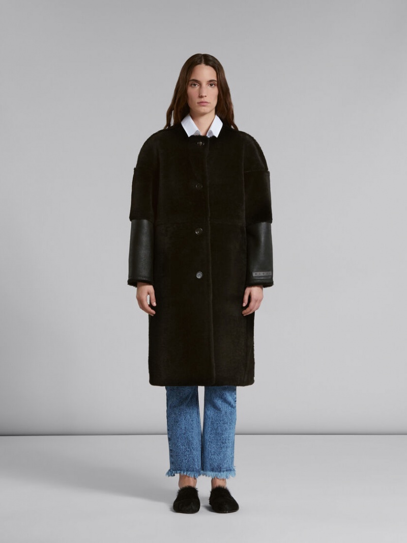 Marni Reversible Shearling Coat μαυρα | ZGRMJ98034