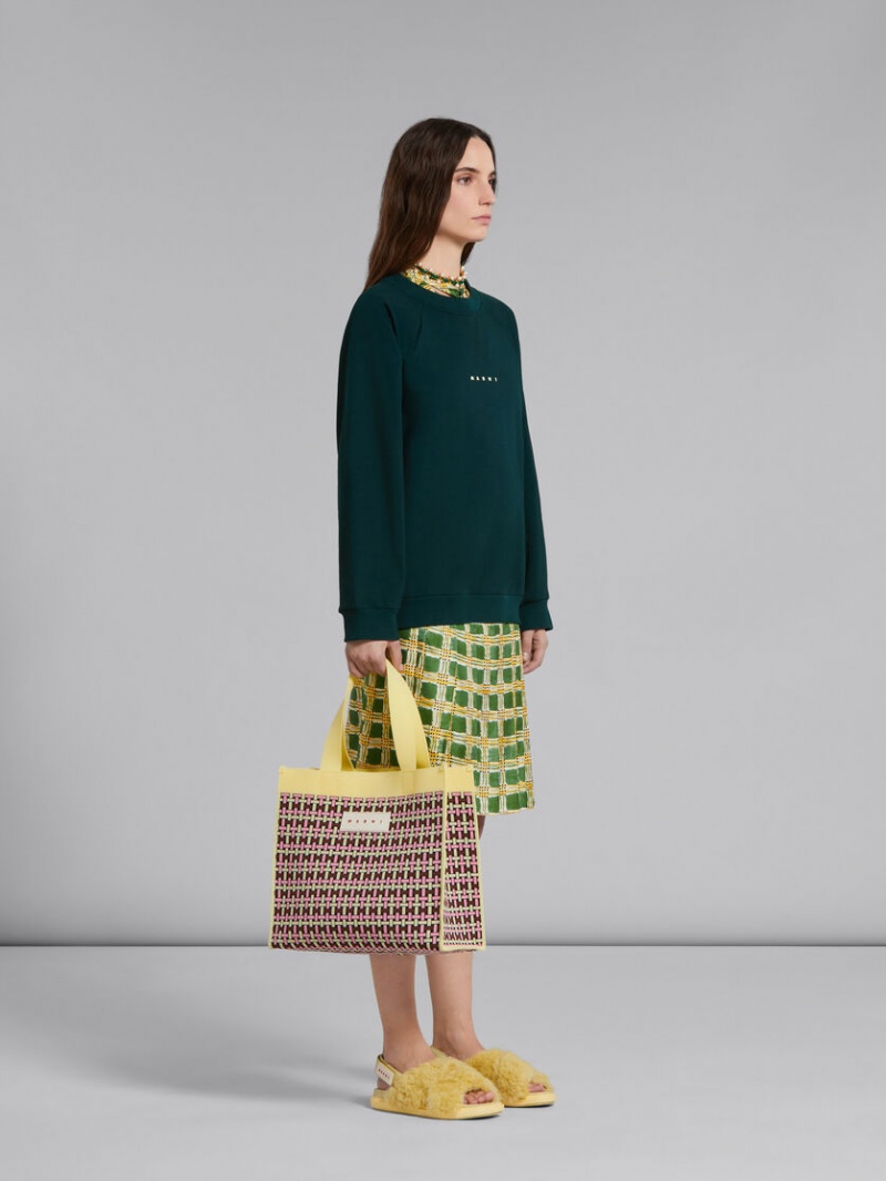 Marni Silk Twill Top With Check Fields Print πρασινο | EGRVG82594