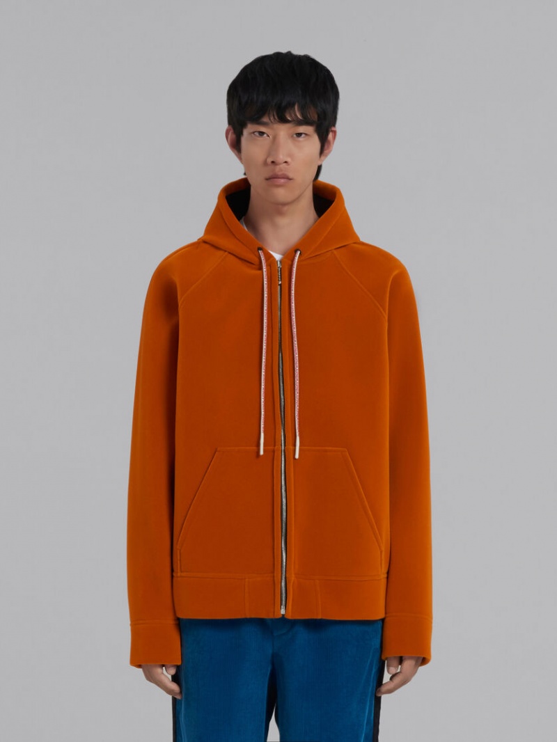 Marni Sponge Jersey Hoodie With Logo Drawstring πορτοκαλι | TGRWZ66725