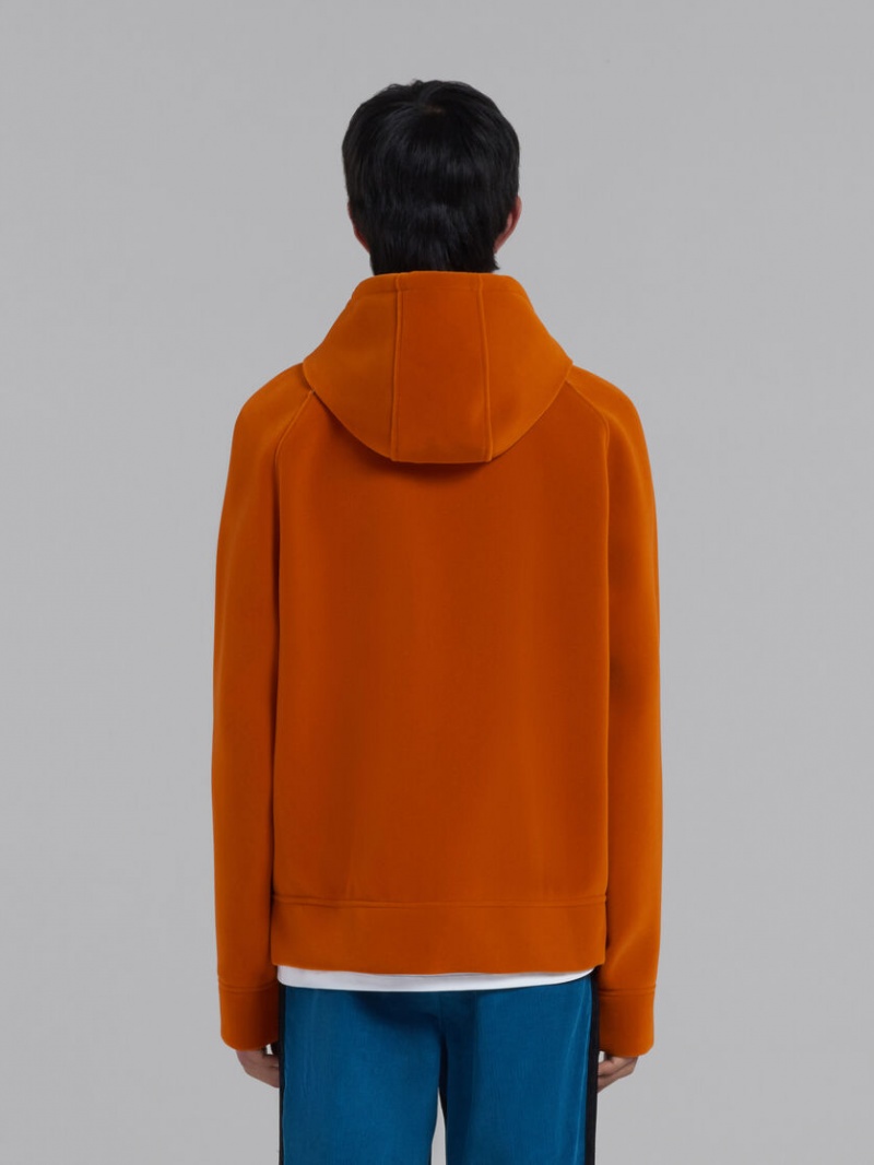 Marni Sponge Jersey Hoodie With Logo Drawstring πορτοκαλι | TGRWZ66725