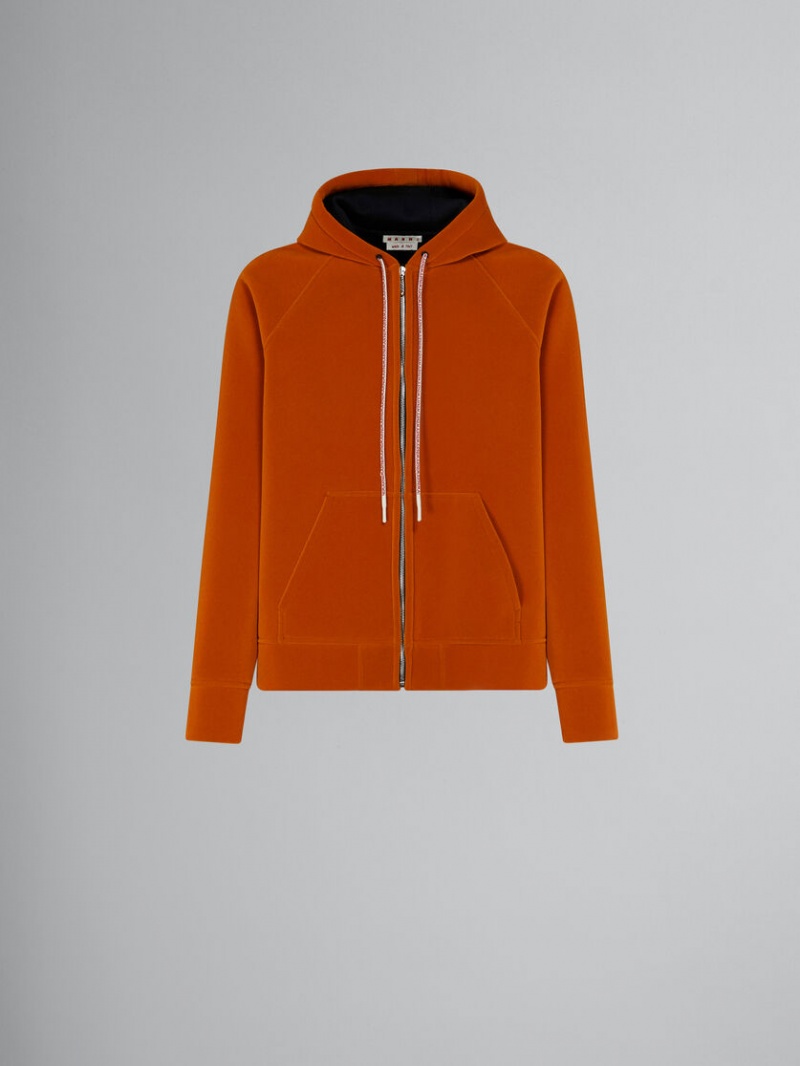 Marni Sponge Jersey Hoodie With Logo Drawstring πορτοκαλι | TGRWZ66725