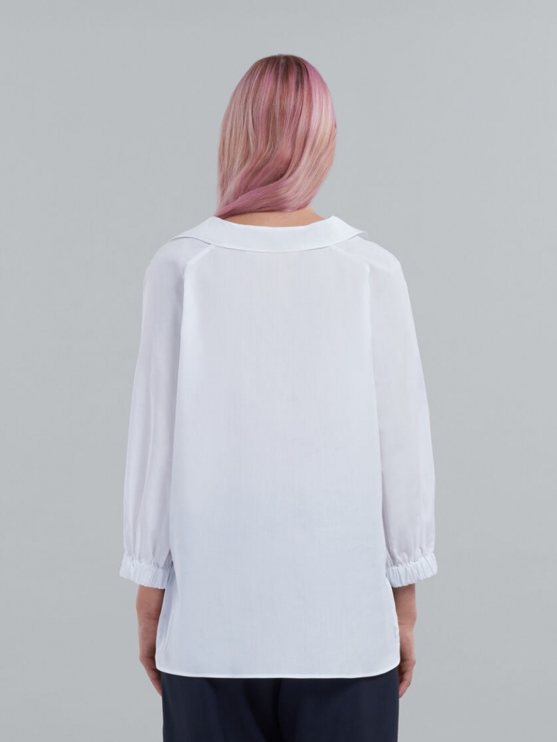Marni Square-neck Top In Bio Poplin ασπρα | LGRTR10048