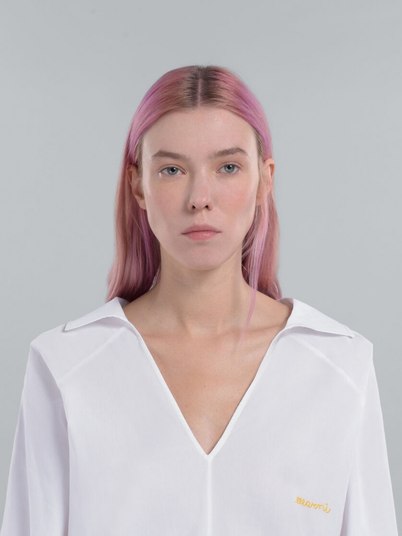 Marni Square-neck Top In Bio Poplin ασπρα | LGRTR10048