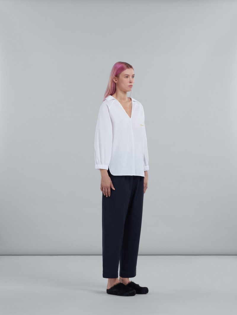 Marni Square-neck Top In Bio Poplin ασπρα | LGRTR10048