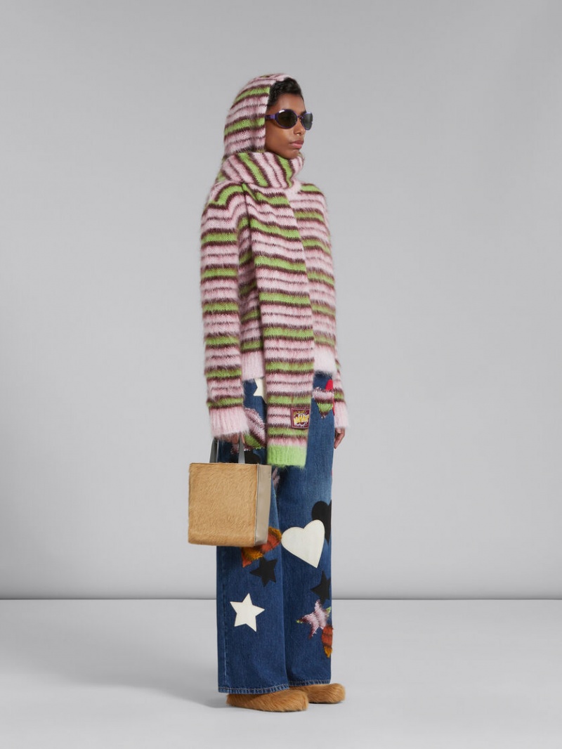 Marni Stripes Mohair And Μαλλί πουλοβερ ροζ πρασινο | GRJBT49184