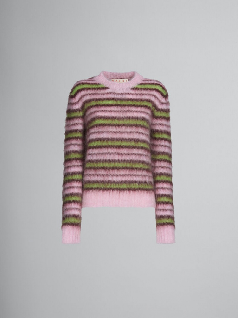 Marni Stripes Mohair And Μαλλί πουλοβερ ροζ πρασινο | GRJBT49184