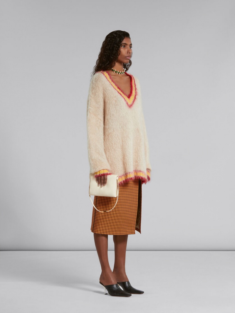 Marni Tan Mohair Jumper With Ριγέ Trims καφε | QGRWA68080