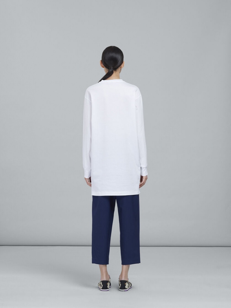 Marni Tropical Μαλλί Cropped Pants μπλε | GRJVR89646