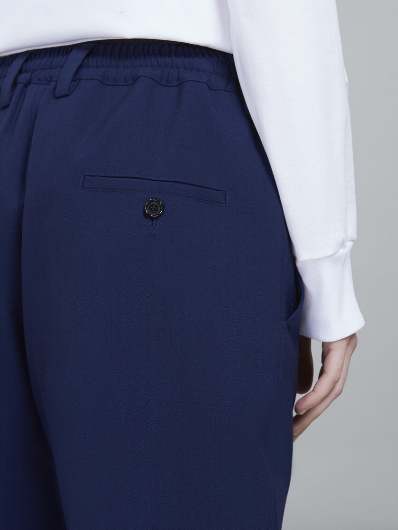 Marni Tropical Μαλλί Cropped Pants μπλε | GRJVR89646