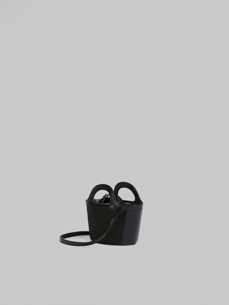 Marni Tropicalia Micro Bag δερματινα And Raffia μαυρα | GRXBR78989