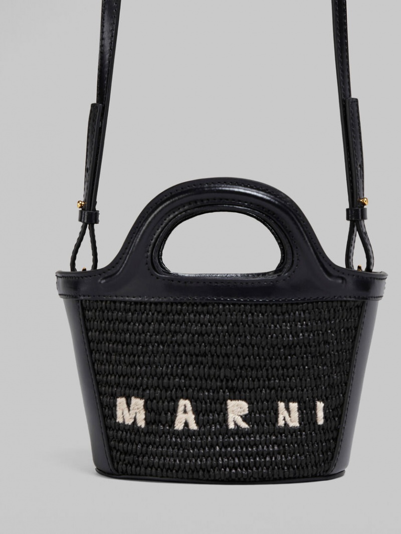 Marni Tropicalia Micro Bag δερματινα And Raffia μαυρα | GRXBR78989