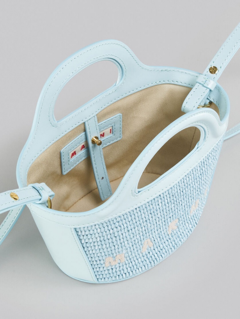 Marni Tropicalia Micro Bag δερματινα And Raffia ανοιχτο μπλε | GRZPD42209