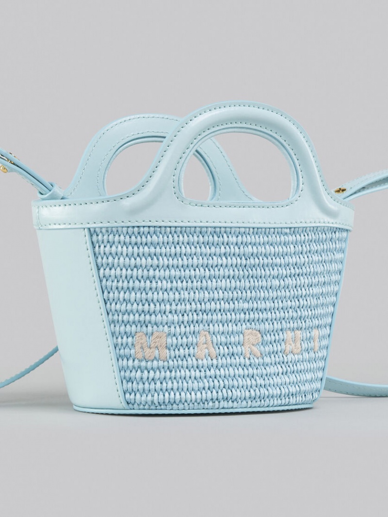 Marni Tropicalia Micro Bag δερματινα And Raffia ανοιχτο μπλε | GRZPD42209