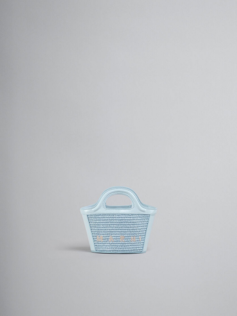 Marni Tropicalia Micro Bag δερματινα And Raffia ανοιχτο μπλε | GRZPD42209