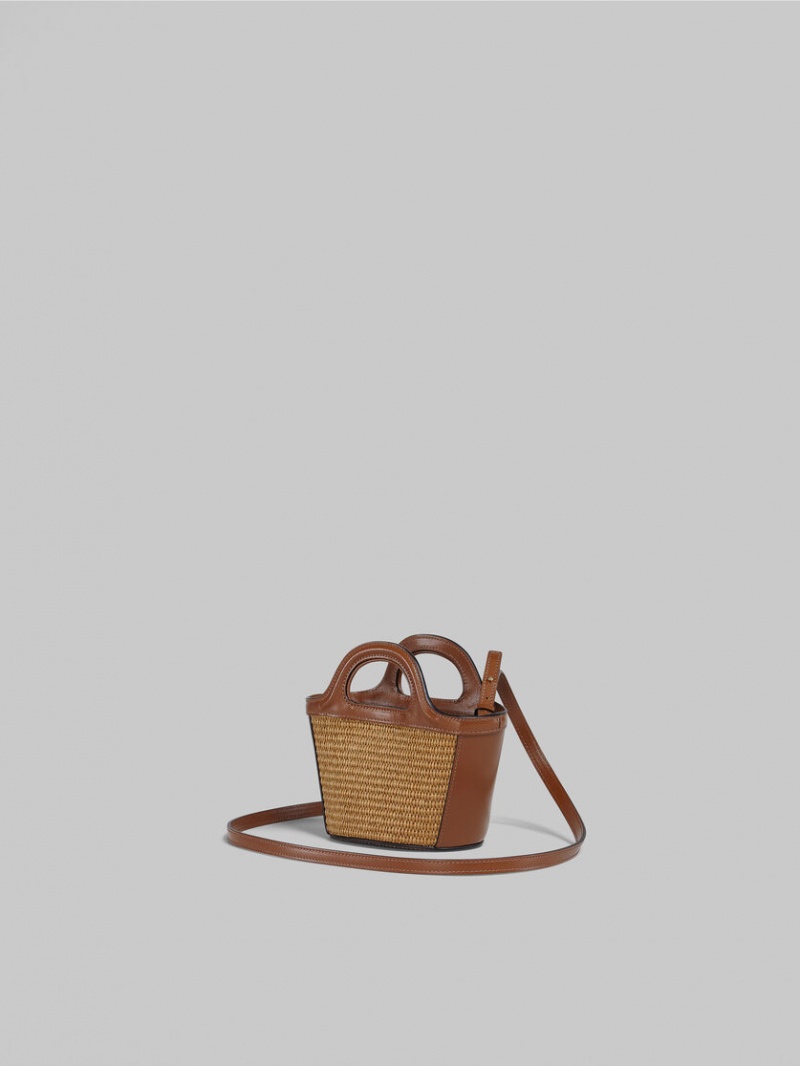 Marni Tropicalia Micro Bag δερματινα And Raffia καφε | GRZPD52221