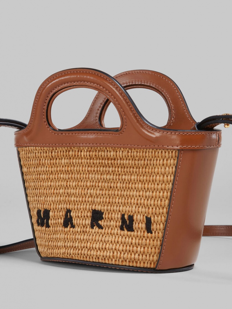 Marni Tropicalia Micro Bag δερματινα And Raffia καφε | GRZPD52221