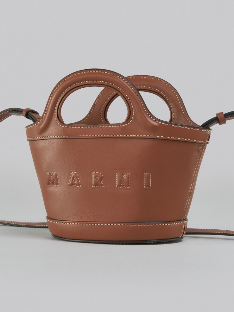 Marni Tropicalia Micro Bag δερματινα καφε | SGRNY68112
