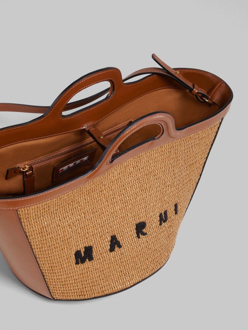 Marni Tropicalia Small Bag δερματινα And Raffia καφε | DGRKV53387