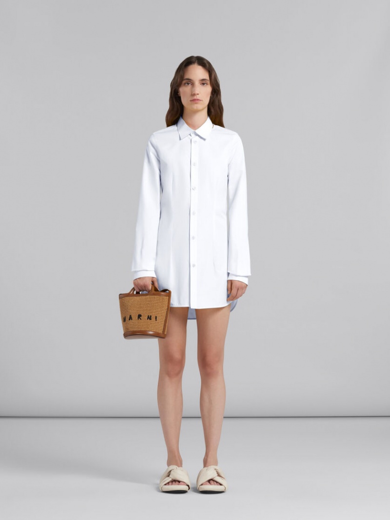 Marni Tropicalia Small Bucket Bag δερματινα And Raffia καφε | GGREC74806