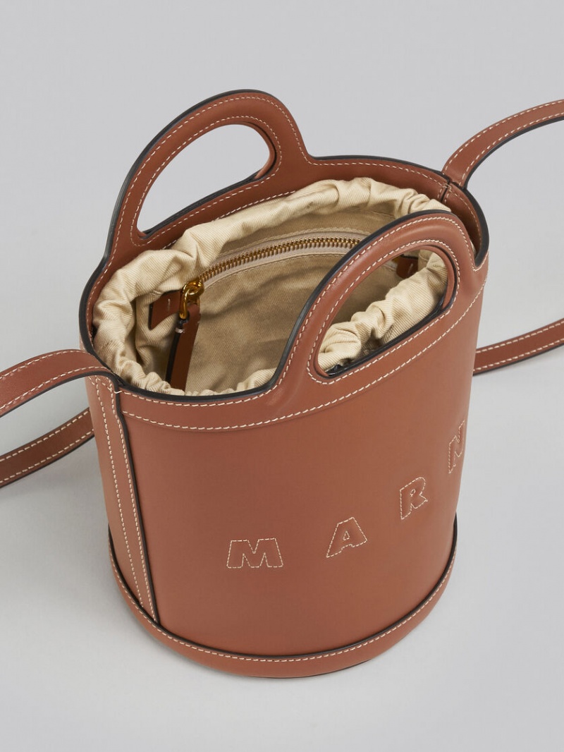 Marni Tropicalia Small Bucket Bag δερματινα καφε | GRDYB15110