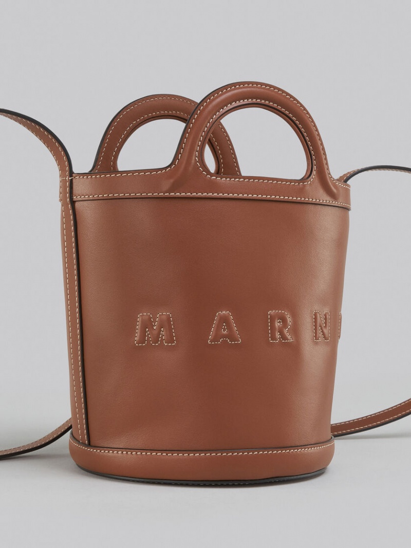 Marni Tropicalia Small Bucket Bag δερματινα καφε | GRDYB15110