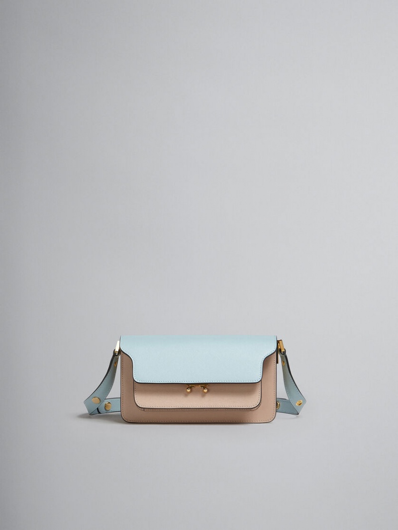 Marni Trunk Bag E/W Saffiano δερματινα ανοιχτο μπλε Μπεζ | GRCIF86183