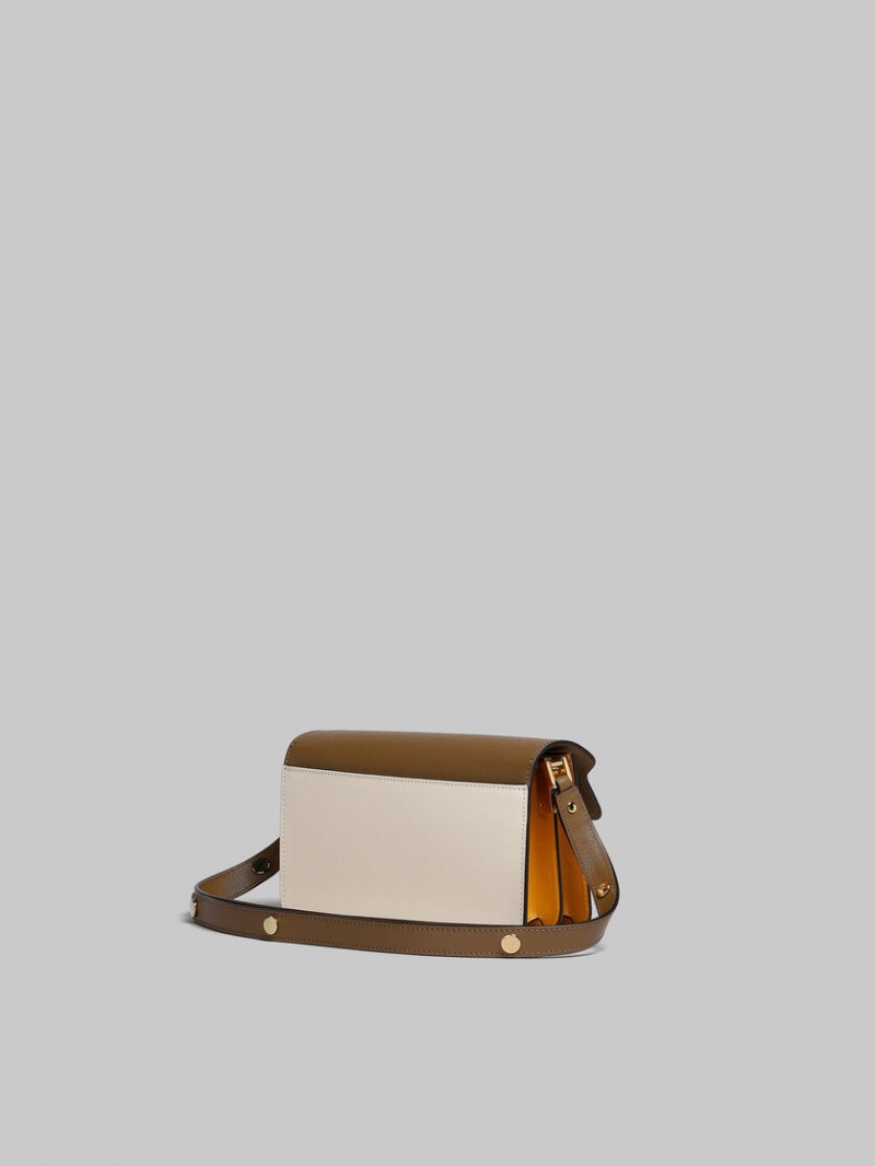 Marni Trunk Bag E/W δερματινα καφε ασπρα πορτοκαλι | YGRVQ62149