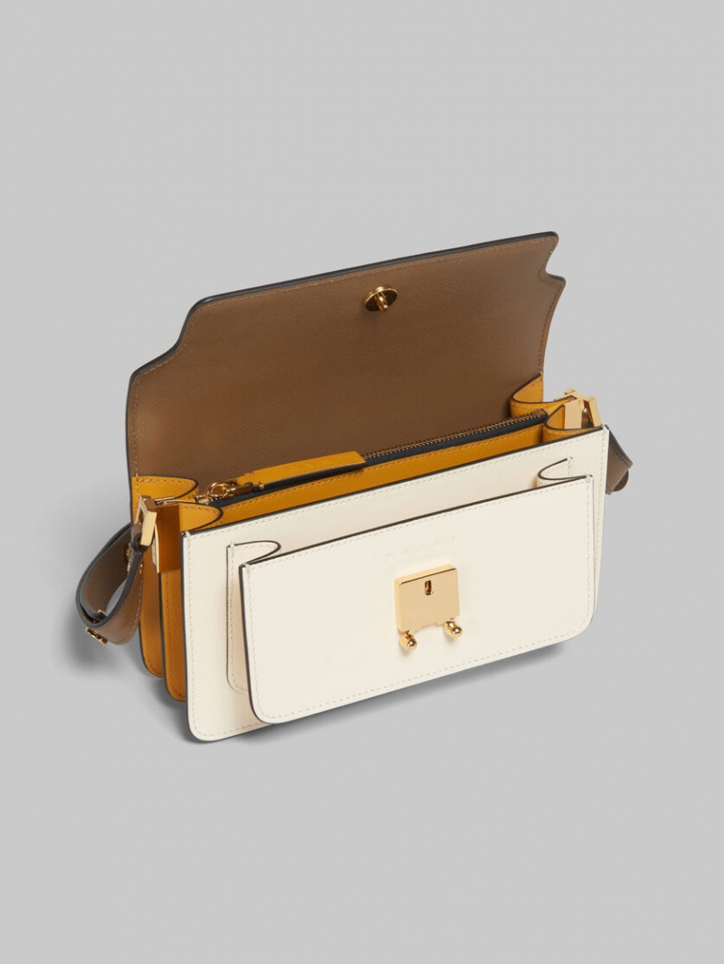 Marni Trunk Bag E/W δερματινα καφε ασπρα πορτοκαλι | YGRVQ62149