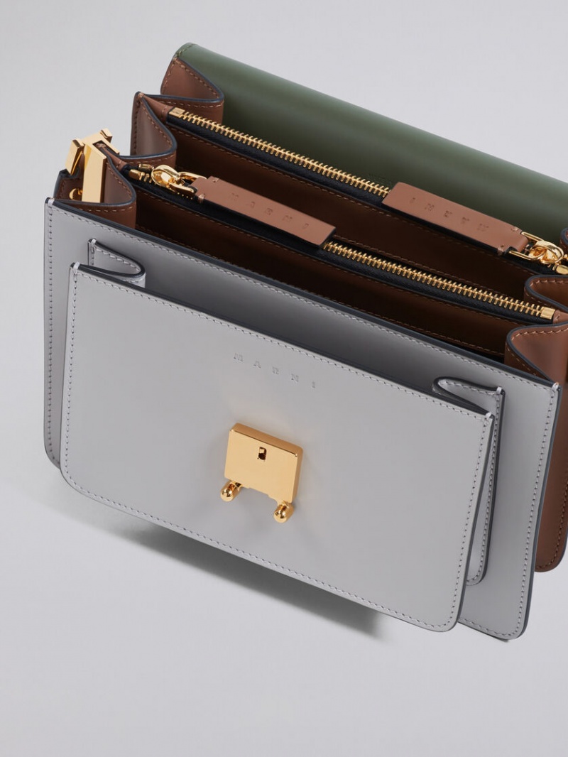 Marni Trunk Medium Bag δερματινα πρασινο γκρι καφε | DGRKV82330